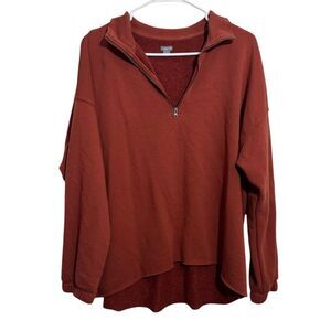 Aerie Rust Colored Oversized Quarter Zip Sweatshirt
